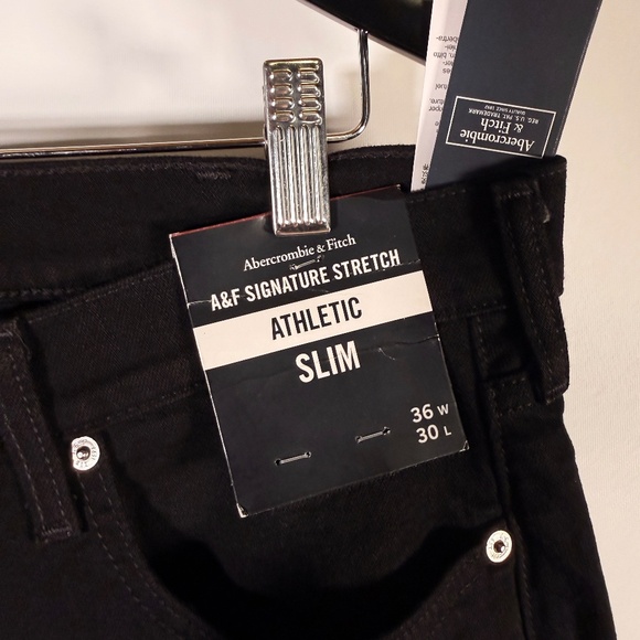 Abercrombie & Fitch - Black Signature Stretch Athletic Slim Jeans – 36x30 (NWT) - Picture 5 of 6